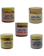 Satvik 5 Set of Different Puja Powders,50g each- Haldi (Turmeric Powder) Chandan, Kumkum Roli, Sindoor, Abrak, For Prayer